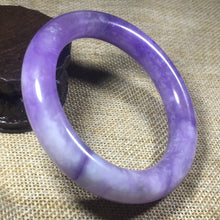 Load image into Gallery viewer, 10% OFF- 57/58/59mm Certified Natural Lavender Jadeite Emerald A*Jade HandCarved Bangle A131