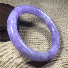 Load image into Gallery viewer, 10% OFF- 56/57/58mm Certified Natural Lavender Jadeite Emerald A*Jade HandCarved Bangle L101