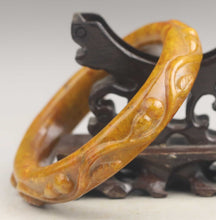 Load image into Gallery viewer, 10% OFF- 63/64/65mm Certified Natural Yellow Red Jadeite Emerald A*Jade Intaglio HandCarved Bangle A1940