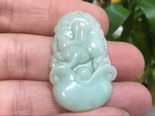 Load image into Gallery viewer, 10% OFF- Certified Natural Oily Green Jadeite Emerald A*Jade HandCarved Rabbit Pendant 2096