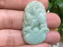 Load image into Gallery viewer, 10% OFF- Certified Natural Oily Green Jadeite Emerald A*Jade HandCarved Rabbit Pendant 2096