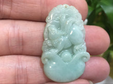 Load image into Gallery viewer, 10% OFF- Certified Natural Oily Green Jadeite Emerald A*Jade HandCarved Rabbit Pendant 2096