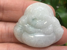 Load image into Gallery viewer, 10% OFF- Certified Natural Icy Jadeite Emerald A*Jade HandCarved Pendant Happy Buddha God 开心佛公1365