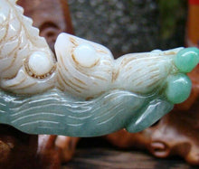 Load image into Gallery viewer, 4''L- Certified Burma Natural Jadeite Emerald A*Jade HandCarved Dragon Ruyi Statue