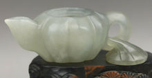 Load image into Gallery viewer, 3.7''L- Certified Chinese Natural Jadeite Emerald A*Jade HandCarved Teapot Statue