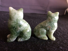 Load image into Gallery viewer, Certified Chinese Natural Jadeite Emerald A*Jade HandCarved A Pair of Jade Cat Statues