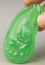 Load image into Gallery viewer, 10% OFF- Certified Natural Jadeite Emerald A*Jade HandCarved Guanyin Pendant A1940