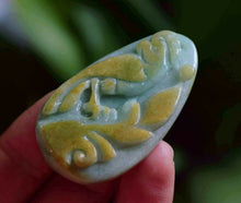 Load image into Gallery viewer, 10% OFF- Certified Natural Jadeite Emerald A*Jade HandCarved Green Yellow Red Pendant Porrot Phoenix 英明神武 457
