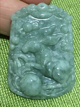 Load image into Gallery viewer, 10% OFF- Certified Natural Jadeite Emerald A*Jade HandCarved Rabbit Pendant 兔子1613