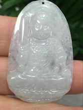 Load image into Gallery viewer, 10% OFF- Certified Natural Icy Jadeite Emerald A*Jade HandCarved Guanyin Pendant X2501