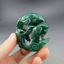 Load image into Gallery viewer, 10% OFF- Certified Natural Jadeite Emerald A*Jade HandCarved Hongshan Culture Beast Pendant S918