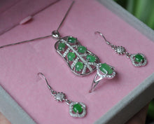 Load image into Gallery viewer, 10% OFF- Certified Natural Jadeite Emerald A*Jade HandCarved Pendant~ 1 Set of Three Pieces 925 Silver（Free size）