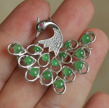 Load image into Gallery viewer, 10% OFF- Certified Natural Jadeite Emerald A*Jade HandCarved Pendant~ 925 Silver Brooch (double use)