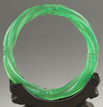 Load image into Gallery viewer, 10% OFF- 63/64/65mm Certified China Natural Green Jadeite Emerald A*Jade HandCaved Lucky Bangle NO.G366