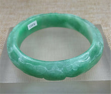 Load image into Gallery viewer, 10% OFF- 57/58/59mm Certified Natural Jadeite Emerald A*Jade HandCarved Dragon Bangle A353