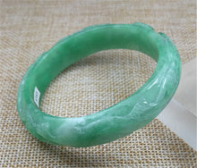 Load image into Gallery viewer, 10% OFF- 57/58/59mm Certified Natural Jadeite Emerald A*Jade HandCarved Dragon Bangle A353