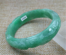 Load image into Gallery viewer, 10% OFF- 57/58/59mm Certified Natural Jadeite Emerald A*Jade HandCarved Dragon Bangle A353