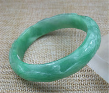 Load image into Gallery viewer, 10% OFF- 57/58/59mm Certified Natural Jadeite Emerald A*Jade HandCarved Dragon Bangle A353