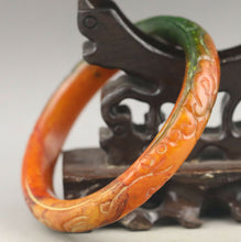 Load image into Gallery viewer, 10% OFF- 58/59/60mm Certified Natural 3 Color Jadeite Emerald A*Jade HandCarved Dragon Bangle NO.G329