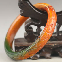 Load image into Gallery viewer, 10% OFF- 58/59/60mm Certified Natural 3 Color Jadeite Emerald A*Jade HandCarved Dragon Bangle NO.G329
