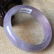 Load image into Gallery viewer, 10% OFF- 55/56/57mm Certified Natural Lavender Jadeite Emerald A*Jade HandCarved Bangle HA3104