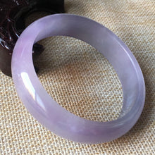 Load image into Gallery viewer, 10% OFF- 55/56/57mm Certified Natural Lavender Jadeite Emerald A*Jade HandCarved Bangle HA3104