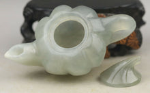Load image into Gallery viewer, 3.7''L- Certified Chinese Natural Jadeite Emerald A*Jade HandCarved Teapot Statue