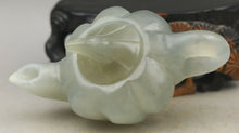 Load image into Gallery viewer, 3.7''L- Certified Chinese Natural Jadeite Emerald A*Jade HandCarved Teapot Statue