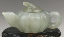 Load image into Gallery viewer, 3.7''L- Certified Chinese Natural Jadeite Emerald A*Jade HandCarved Teapot Statue