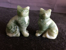 Load image into Gallery viewer, Certified Chinese Natural Jadeite Emerald A*Jade HandCarved A Pair of Jade Cat Statues