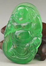 Load image into Gallery viewer, 10% OFF- Certified Natural Jadeite Emerald A*Jade HandCarved Buddha Pendant A1940