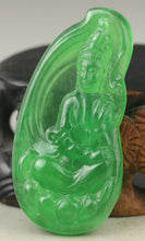 Load image into Gallery viewer, 10% OFF- Certified Natural Jadeite Emerald A*Jade HandCarved Guanyin Pendant A1940