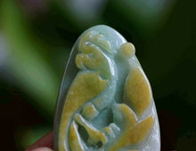Load image into Gallery viewer, 10% OFF- Certified Natural Jadeite Emerald A*Jade HandCarved Green Yellow Red Pendant Porrot Phoenix 英明神武 457