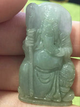Load image into Gallery viewer, 10% OFF- Certified Natural Jadeite Emerald A*Jade HandCarved Guan Yu Pendant X2389