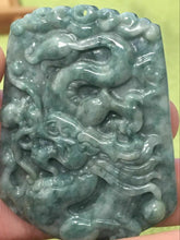 Load image into Gallery viewer, 10% OFF- Certified Natural Jadeite Emerald A*Jade HandCarved Dragon Pendant C4757