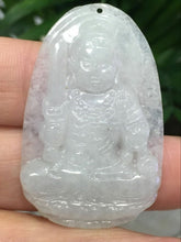 Load image into Gallery viewer, 10% OFF- Certified Natural Icy Jadeite Emerald A*Jade HandCarved Guanyin Pendant X2501