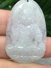 Load image into Gallery viewer, 10% OFF- Certified Natural Icy Jadeite Emerald A*Jade HandCarved Guanyin Pendant X2501