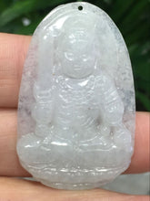 Load image into Gallery viewer, 10% OFF- Certified Natural Icy Jadeite Emerald A*Jade HandCarved Guanyin Pendant X2501