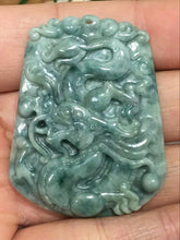 Load image into Gallery viewer, 10% OFF- Certified Natural Oily Green Jadeite Emerald A*Jade HandCarved Dragon Pendant C2036