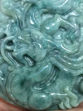 Load image into Gallery viewer, 10% OFF- Certified Natural Oily Green Jadeite Emerald A*Jade HandCarved Dragon Pendant C2036