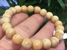 Load image into Gallery viewer, 190 mm/7.5 in- Certified Natural Yellow Red Jadeite Emerald A*Jade Beads Stretchy Bracelet X1003