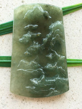 Load image into Gallery viewer, 10% OFF- Certified Natural Oily Green Jadeite Emerald A*Jade Handcarved Landscape Pendant X0230