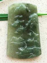 Load image into Gallery viewer, 10% OFF- Certified Natural Oily Green Jadeite Emerald A*Jade Handcarved Landscape Pendant X0230
