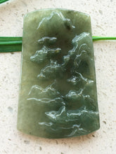 Load image into Gallery viewer, 10% OFF- Certified Natural Oily Green Jadeite Emerald A*Jade Handcarved Landscape Pendant X0230