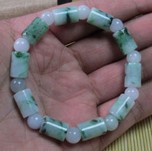 Load image into Gallery viewer, 56-62 mm Certified Natural Jadeite Emerald A*Jade Beads Stretchy Hand catenary 串珠手链 1287-4s Bracelet