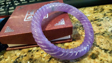 Load image into Gallery viewer, 10% OFF- 57/58/59mm Certified Natural Lavender Jadeite Emerald A*Jade HandCarved Bangle X3387