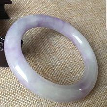 Load image into Gallery viewer, 10% OFF- 57/58/59mm Certified Natural Lavender Jadeite Emerald A*Jade HandCarved Bangle C042