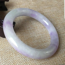 Load image into Gallery viewer, 10% OFF- 57/58/59mm Certified Natural Lavender Jadeite Emerald A*Jade HandCarved Bangle C042