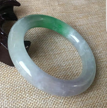 Load image into Gallery viewer, 10% OFF- 57/58/59mm Certified Natural 3 Color Jadeite Emerald A*Jade HandCarved Ruyi Flower Bangle C046