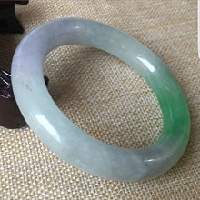 Load image into Gallery viewer, 10% OFF- 57/58/59mm Certified Natural 3 Color Jadeite Emerald A*Jade HandCarved Ruyi Flower Bangle C046